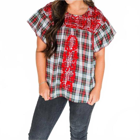 LAYERZ CLOTHING Tops - NEW LAYERZ CLOTHING noel patterned top in red multi